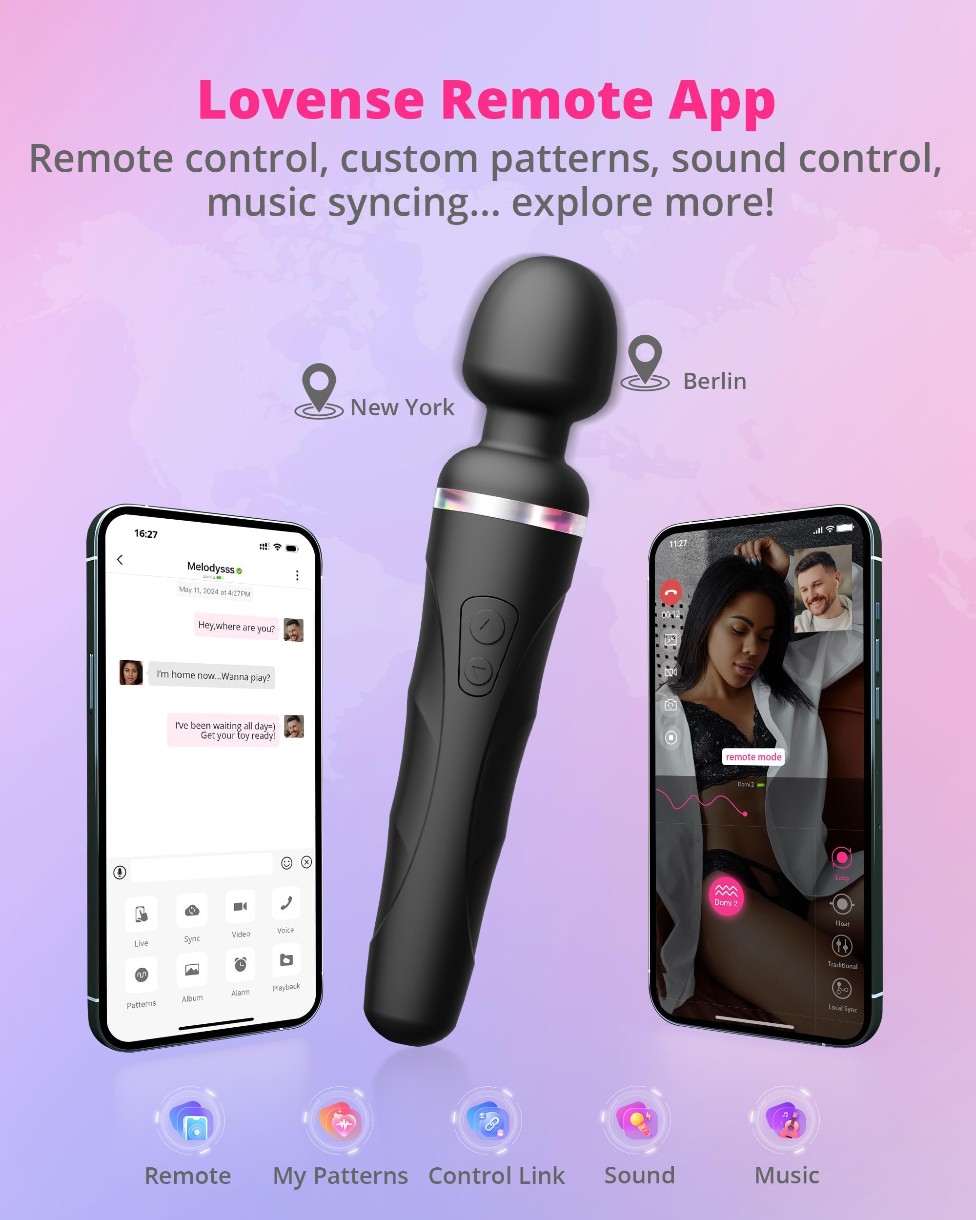 LOVENSE Domi 2 Wand Massager Clitoral Vibrators, Intense Vibrator Black Adult Sex Toys&Games for Women Men Powerful Massage with Dual Rotating Head, Remote Control Vibrator for Couple Play - Image 3