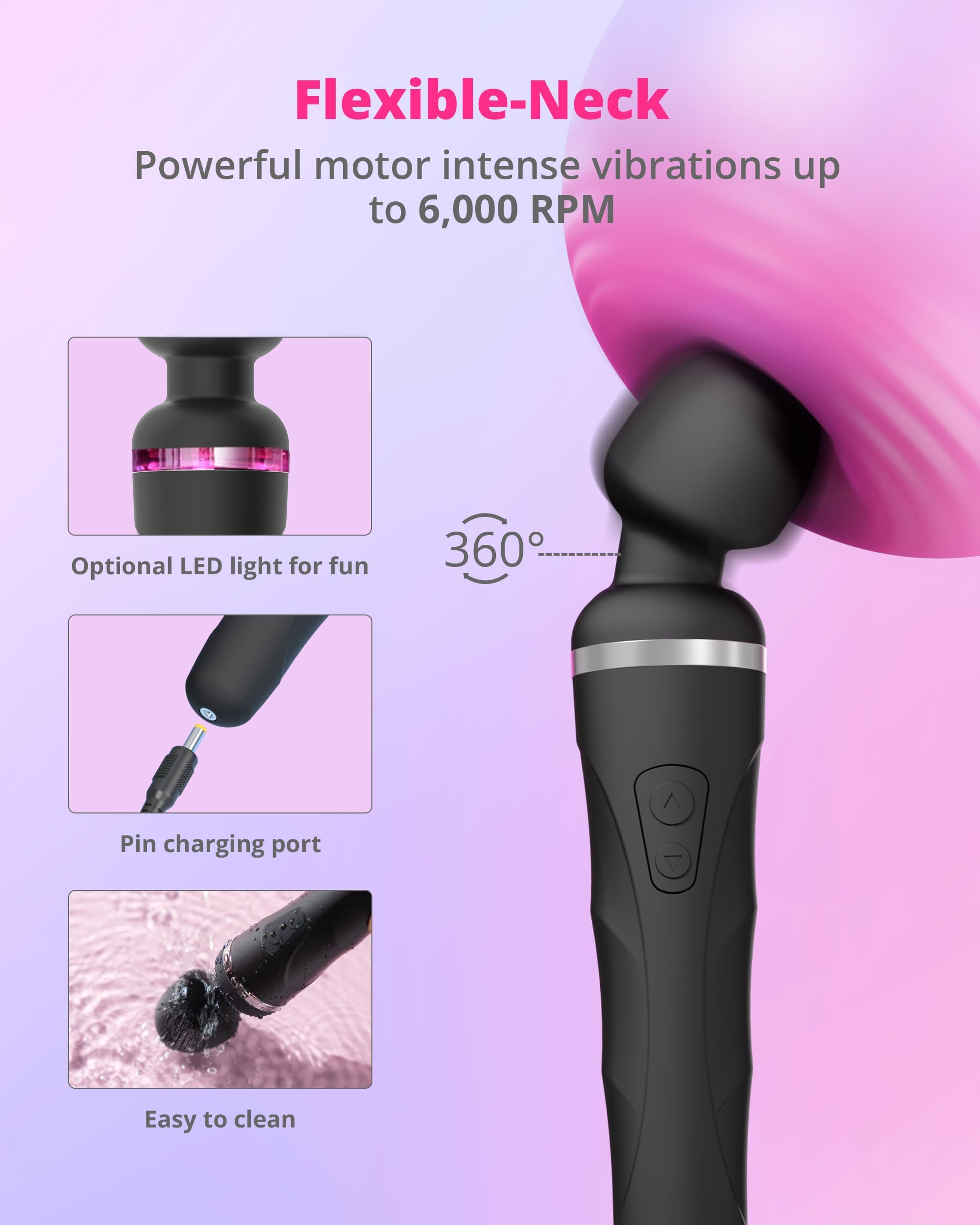 LOVENSE Domi 2 Wand Massager Clitoral Vibrators, Intense Vibrator Black Adult Sex Toys&Games for Women Men Powerful Massage with Dual Rotating Head, Remote Control Vibrator for Couple Play - Image 4