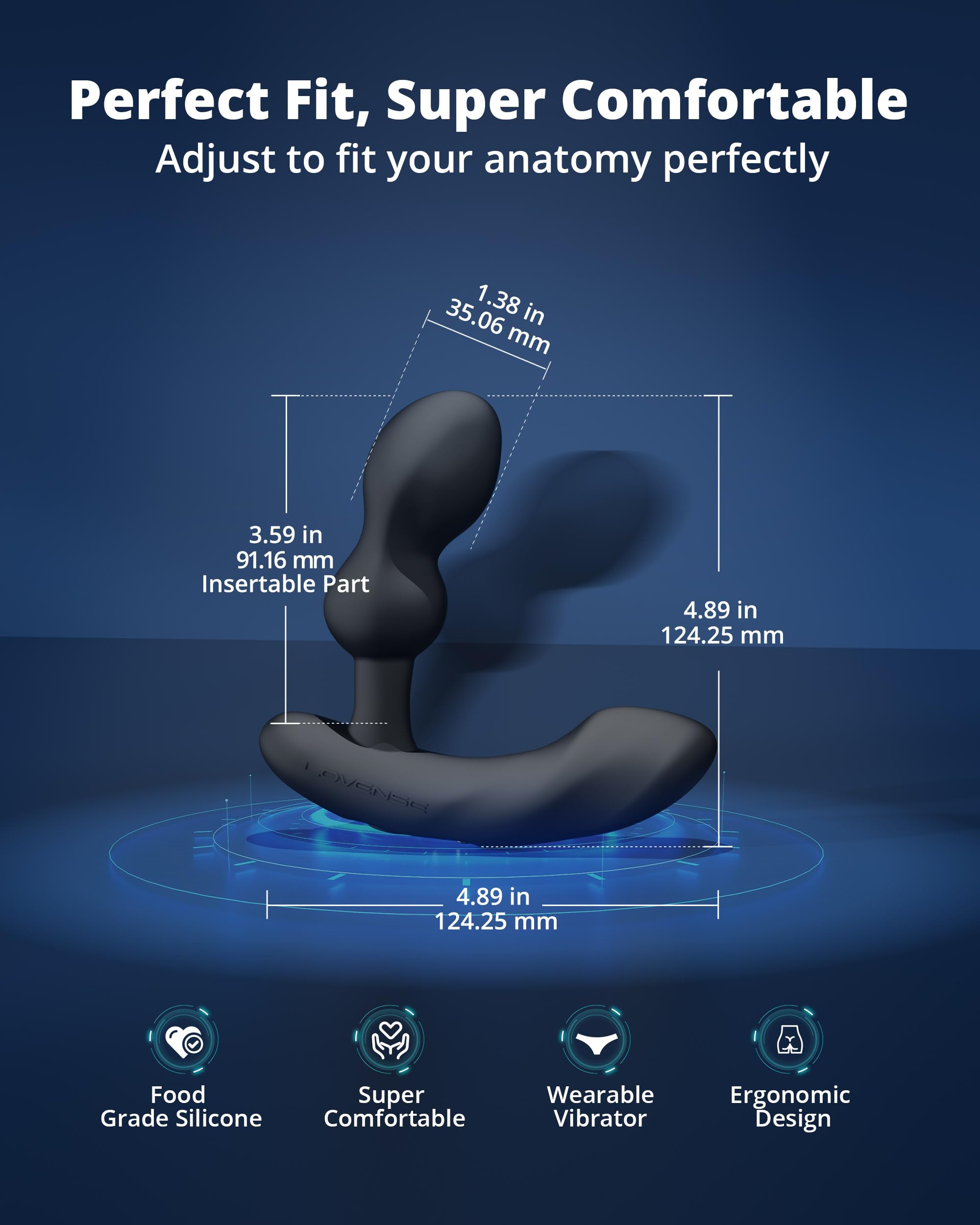 LOVENSE Edge 2 Prostate Massager Vibrating Butt Plug, Adjustable Anal Vibrator with Remote Control Adult Sex Toys & Games for Men Beginner Advanced Player, Powerful Vibration, Waterproof - Image 4