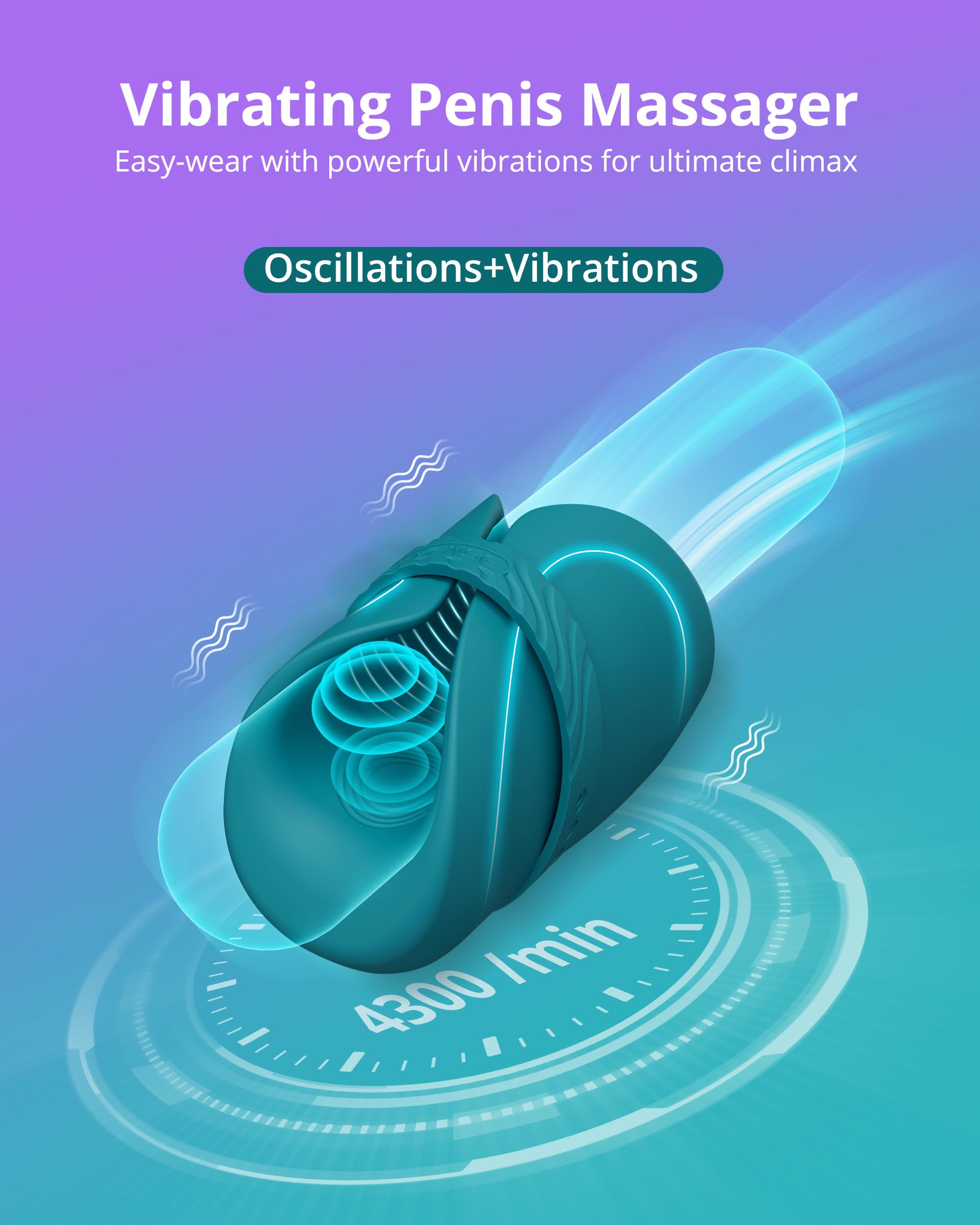 LOVENSE Gush 2 Automatic Male Masturbator Stroker, Vibrating & Oscillating Adult Sex Toys & Games with Endurance Training App Remote Control Penis Vibrator Massager Cock Ring, with Adjustable Buckles - Image 4