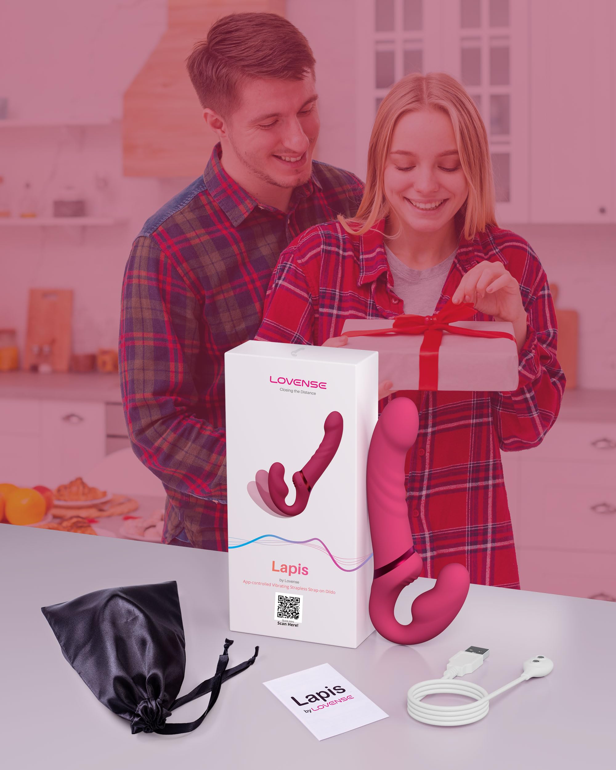 LOVENSE Lapis Strapless Strap on Dildos Double-Ended G Spot Vibrator with Flexible Bulb Vibrating Butt Plug Adult Toy & Game Remote Control Clitoral Stimulator Sex Toys for Women Lesbian Couple - Image 7