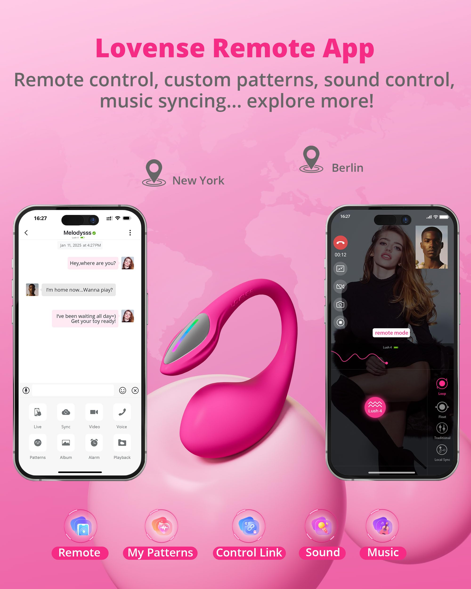LOVENSE Lush 4 G spot Vibrator Couples Sex Toys, Powerful Wearable Egg Vibrators APP Remote Control Long Distance Adult Sex Toys & Games with LED Light, IPX7 Waterproof, Discreet, Rose - Image 5