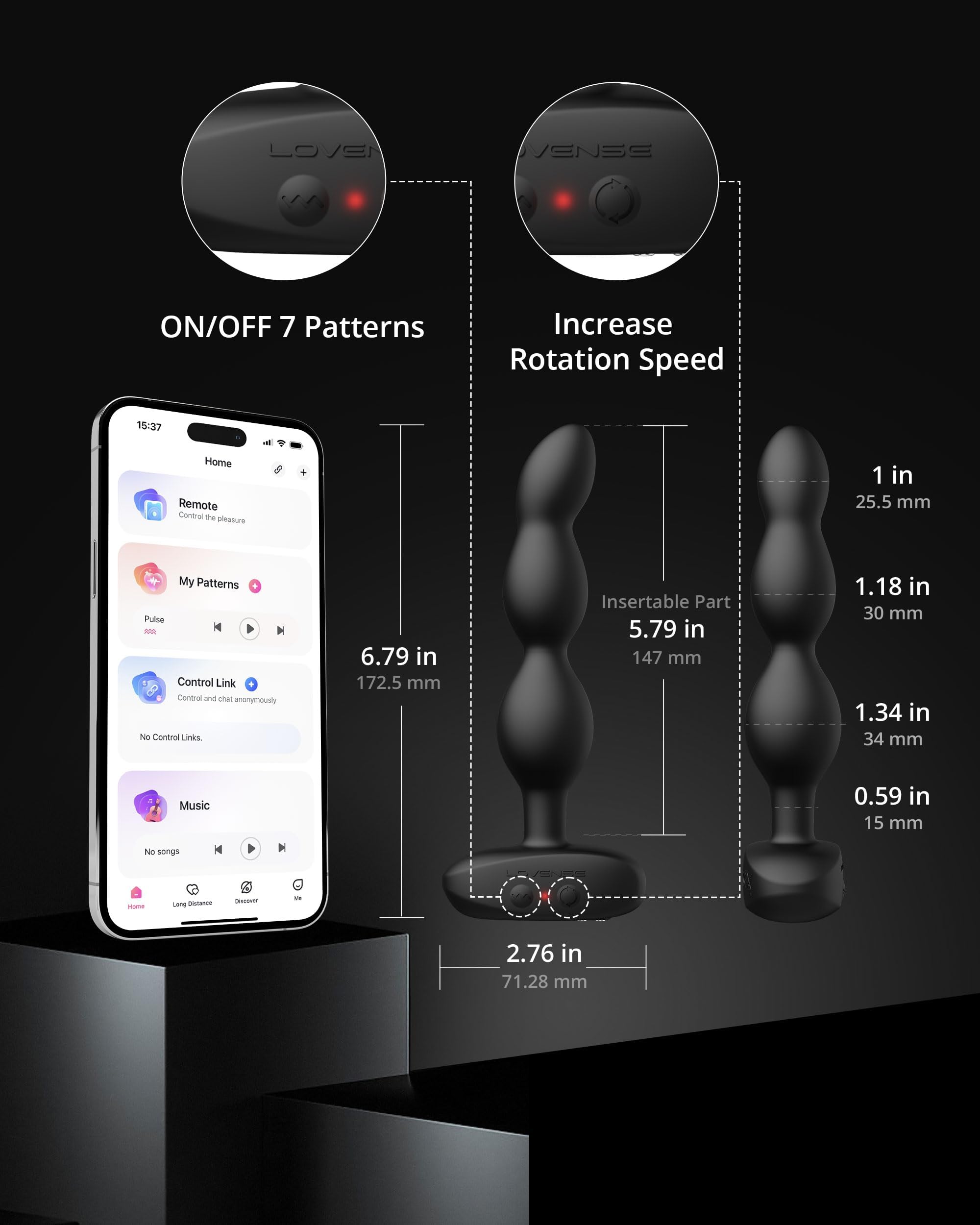 LOVENSE Ridge Vibrator Anal Beads Dildo, 360° Rotating Vibrating Butt Plug Anal Sexy Toys for Men Women, Adult Toy Prostate Massager, Remote Control Anal Vibrator for Beginner & Advanced Player - Image 7