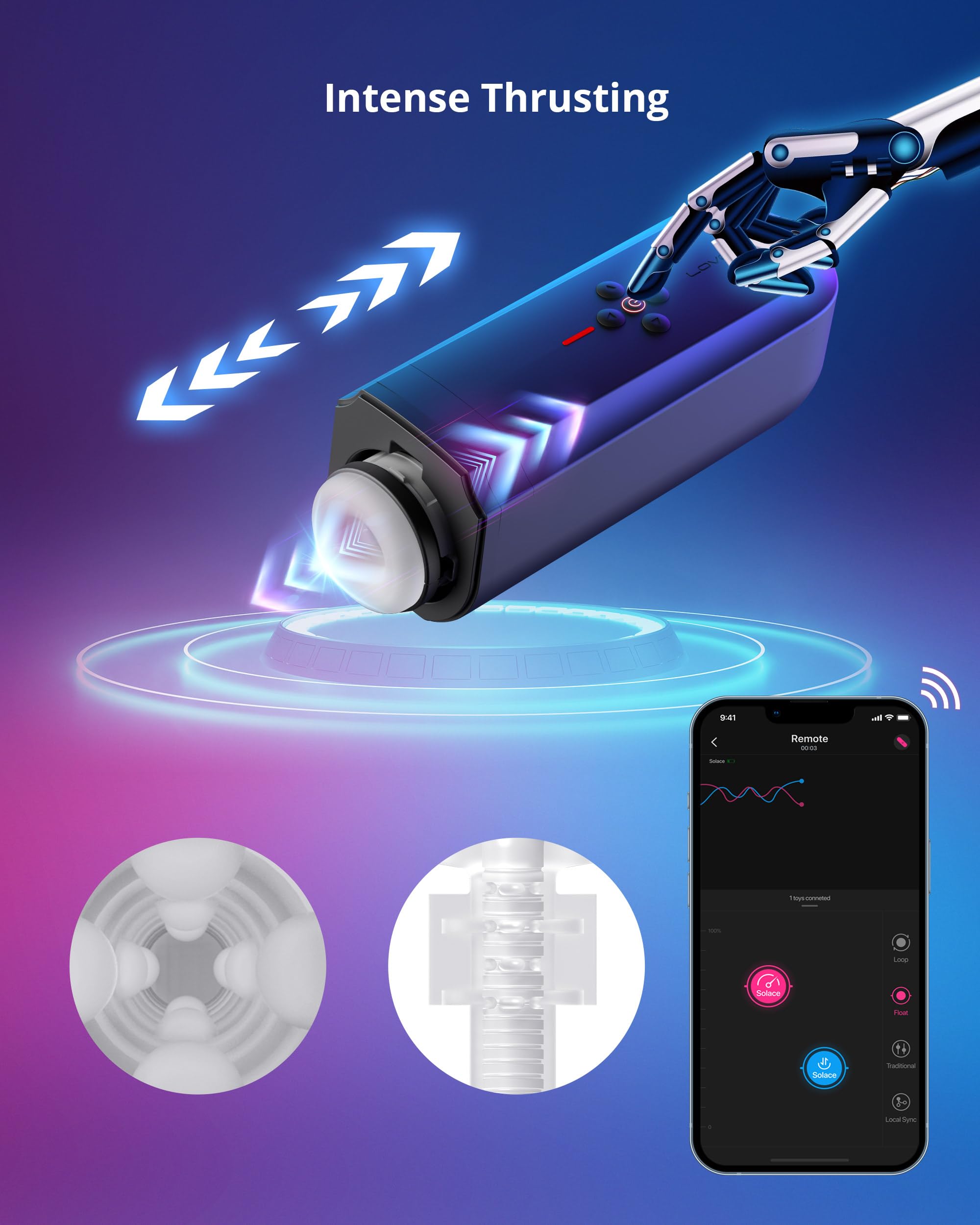LOVENSE Solace Automatic Male Masturbator Stroker Toys, Hands-Free Electric Masturbators Cup with Adjustable Desk Mount 3D Realistic Pocket Pussy Adult Sex Toys & Games for Men Pleasure - Image 6
